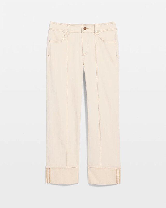Pintuck Cuffed Cropped Jeans - image 5
